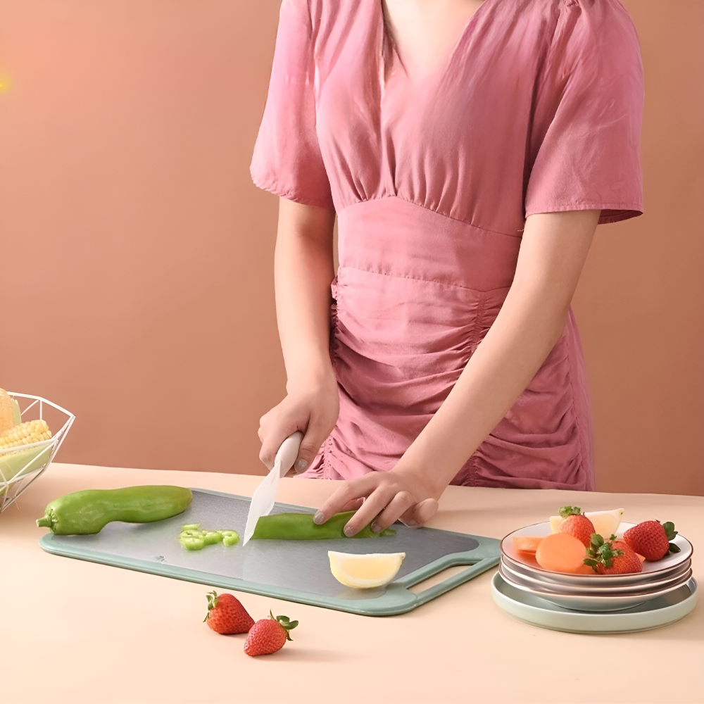 Double-Sided Stainless Steel Cutting Board – 316 Steel and Rice Husk Fibre with Garlic Grater