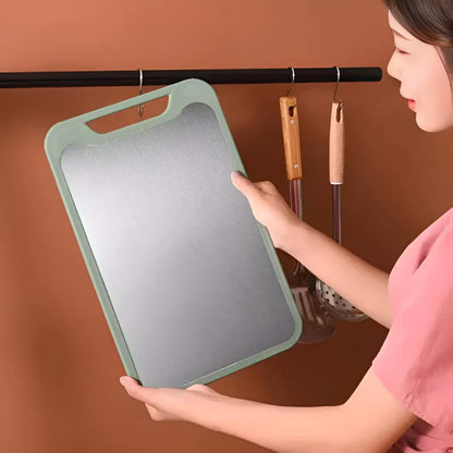 Double-Sided Stainless Steel Cutting Board – 316 Steel and Rice Husk Fibre with Garlic Grater