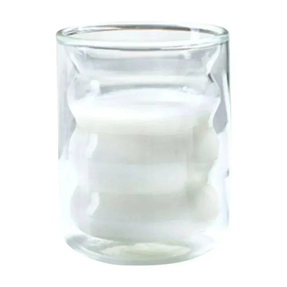 Double-Wall Borosilicate Glass Cup with Wavy Design for Hot and Cold Drinks