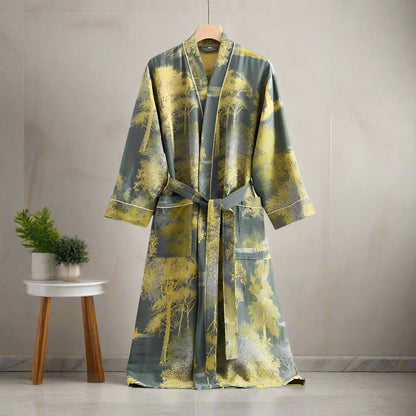 Double-Weave Cotton Bathrobe with Adjustable Waist Belt and Lightweight Feel