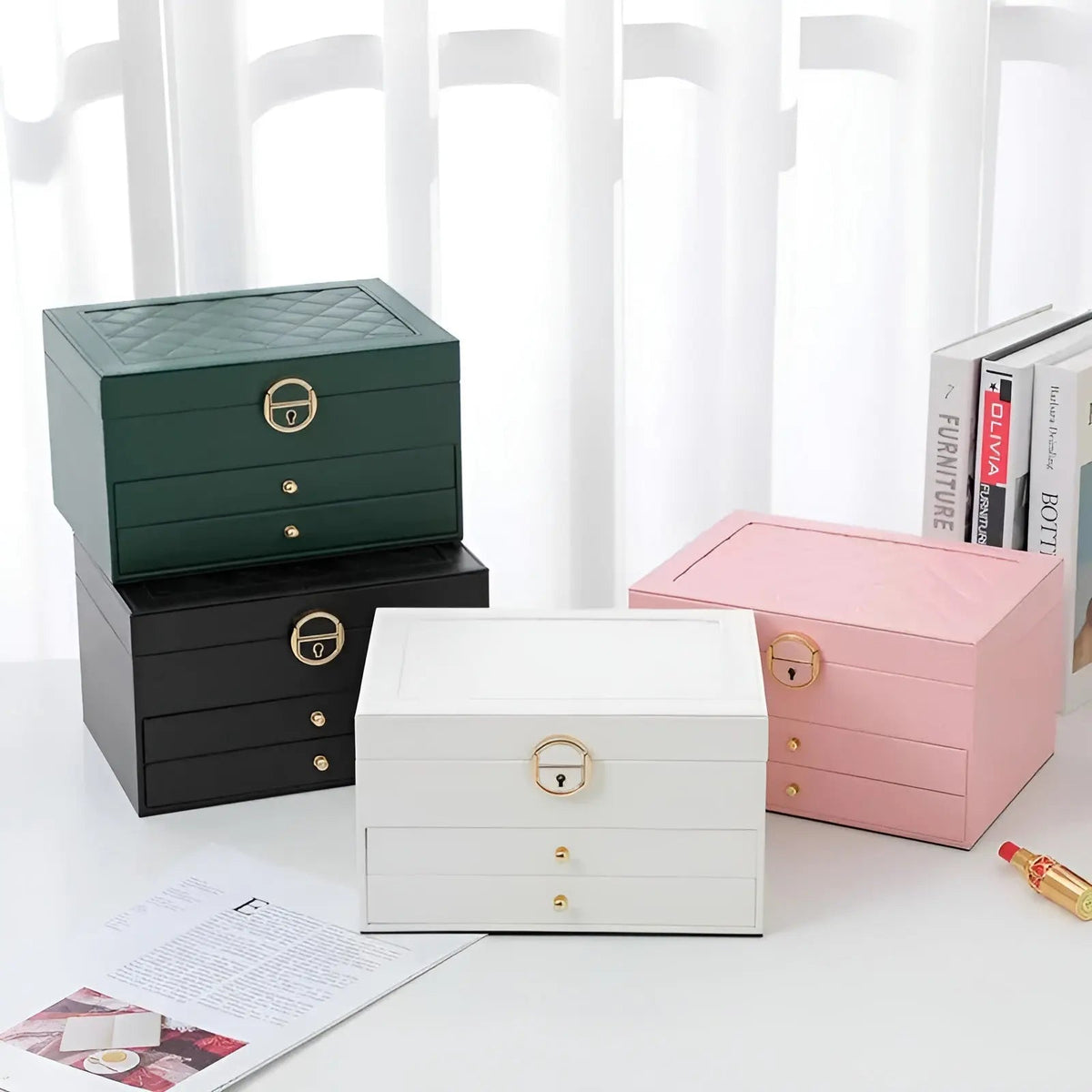 EleganceBox Luxury Jewelry Organizer with Multi Layer Storage