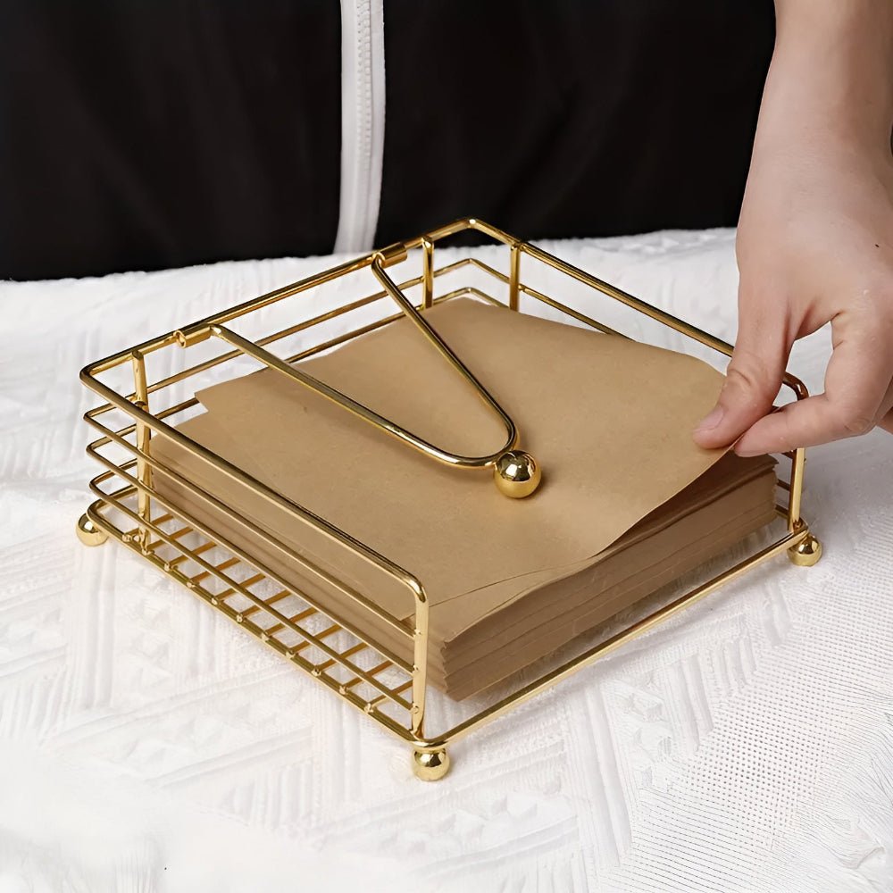 Elegant Iron Napkin Holder – Minimalist Tabletop Design in Matte Black