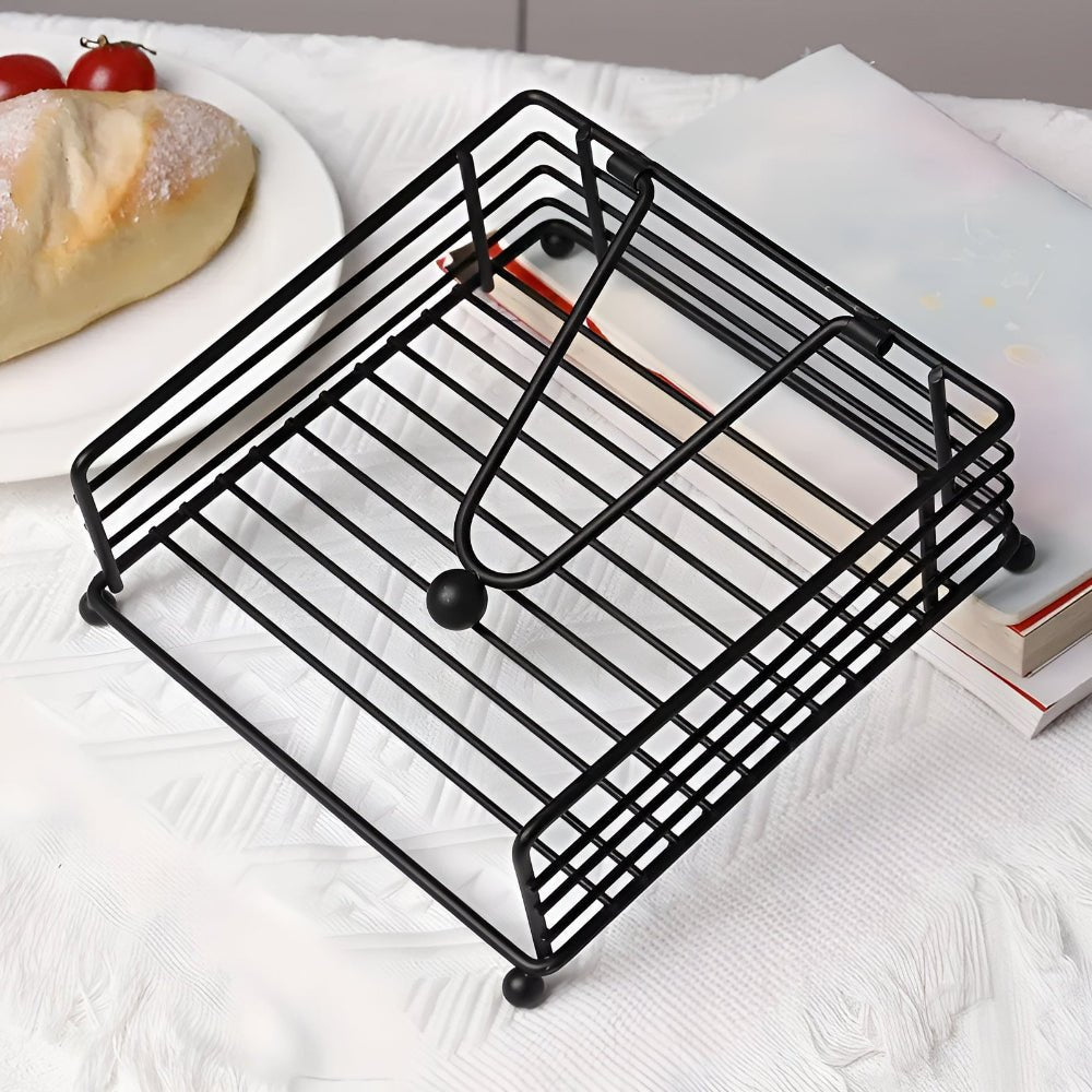 Elegant Iron Napkin Holder – Minimalist Tabletop Design in Matte Black