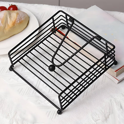 Elegant Iron Napkin Holder – Minimalist Tabletop Design in Matte Black
