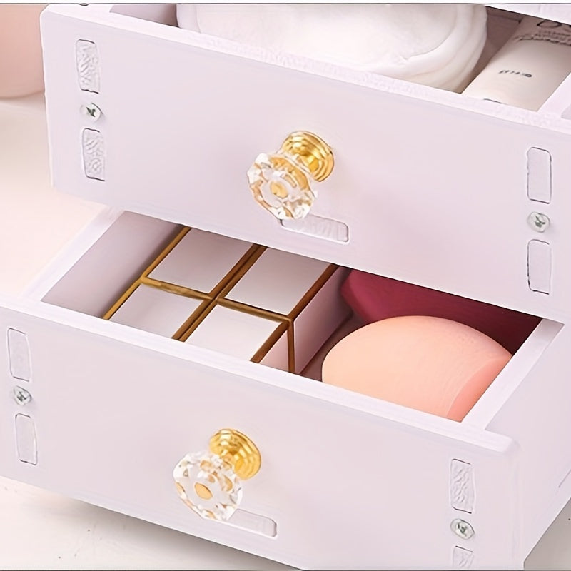 Elegant Tabletop Makeup Mirror with Storage Drawer – 360° Rotating Design