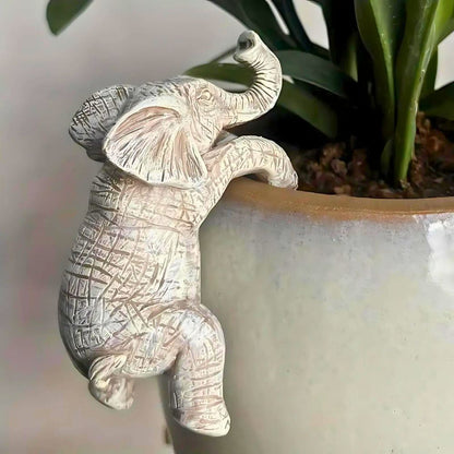 Elephant Wall Decor Figurine in Natural Grey Stone-Look Resin