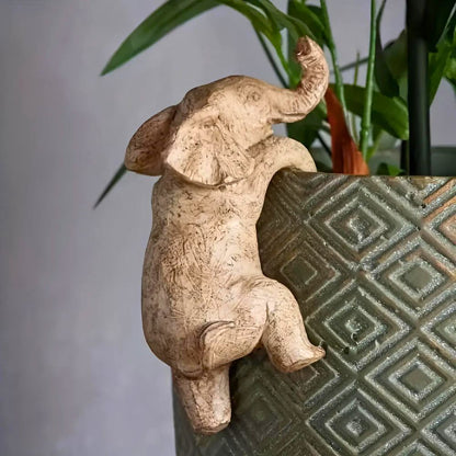 Elephant Wall Decor Figurine in Natural Grey Stone-Look Resin