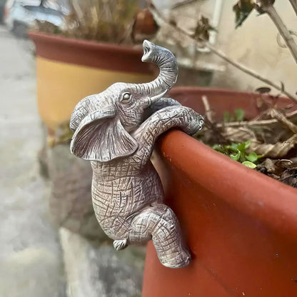 Elephant Wall Decor Figurine in Natural Grey Stone-Look Resin
