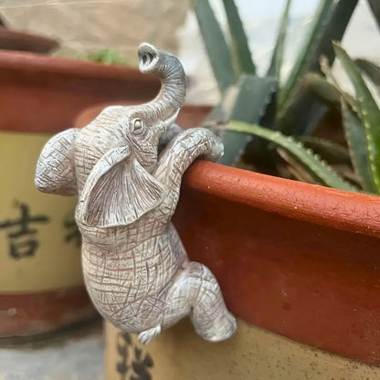 Elephant Wall Decor Figurine in Natural Grey Stone-Look Resin