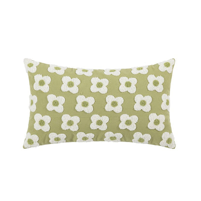 Embroidered Cotton Cushion Cover with Daisy Design and Concealed Zip