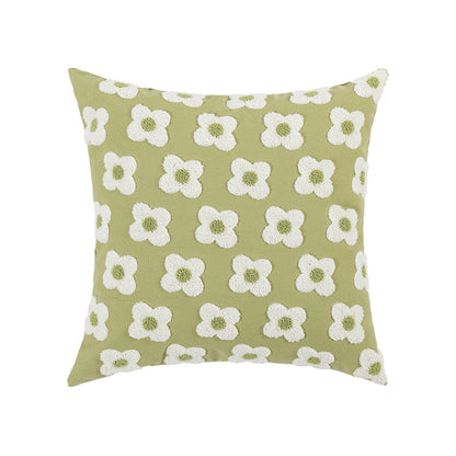 Embroidered Cotton Cushion Cover with Daisy Design and Concealed Zip