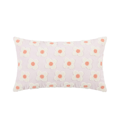 Embroidered Cotton Cushion Cover with Daisy Design and Concealed Zip