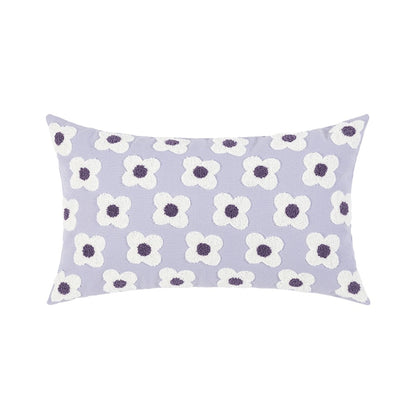 Embroidered Cotton Cushion Cover with Daisy Design and Concealed Zip
