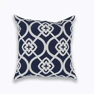 Embroidered Cushion Cover with Timeless Quatrefoil Pattern