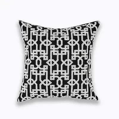 Embroidered Cushion Cover with Timeless Quatrefoil Pattern