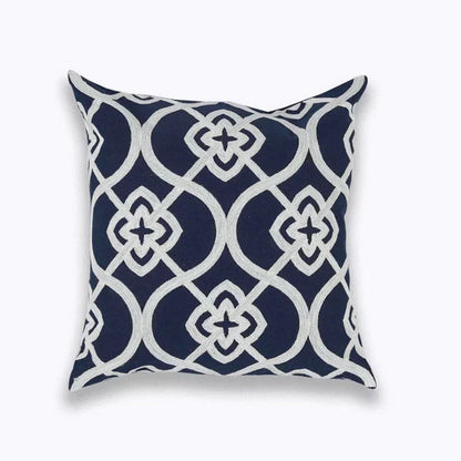 Embroidered Cushion Cover with Timeless Quatrefoil Pattern