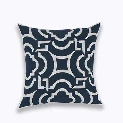 Embroidered Cushion Cover with Timeless Quatrefoil Pattern