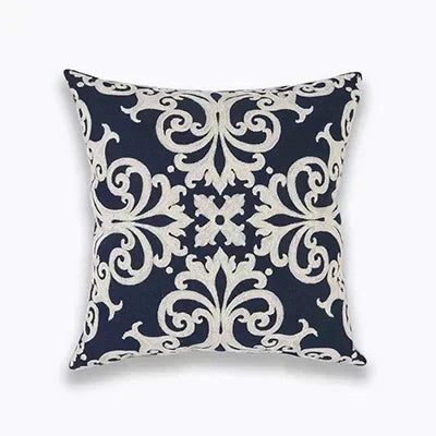 Embroidered Cushion Cover with Timeless Quatrefoil Pattern