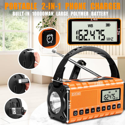 Emergency Solar Crank Radio with AM/FM, NOAA Weather Band and LED Flashlight