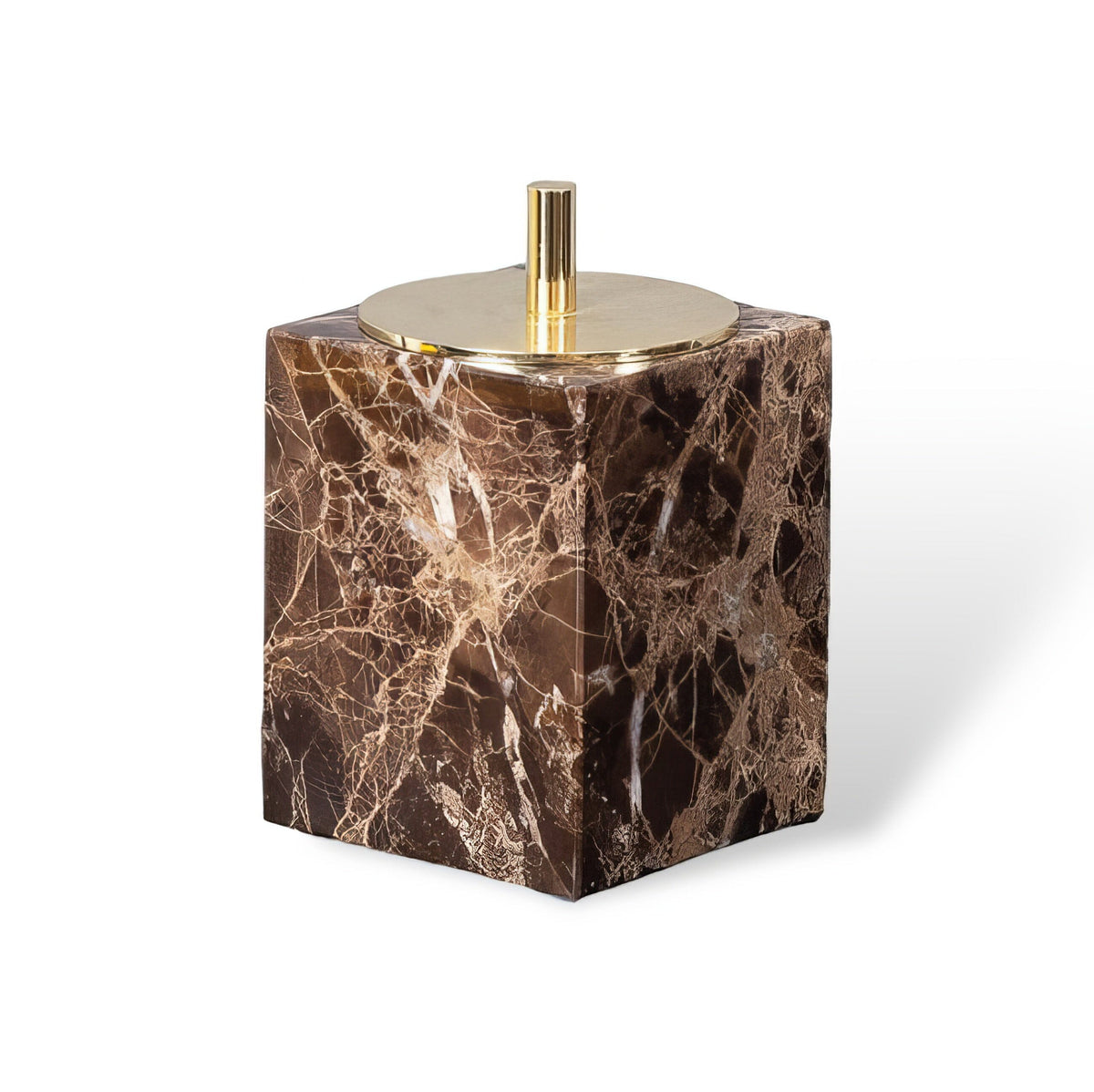 Emperador Dark Marble Bathroom Set with Soap Dispenser, Tray, Tissue Box and Toothbrush Holder