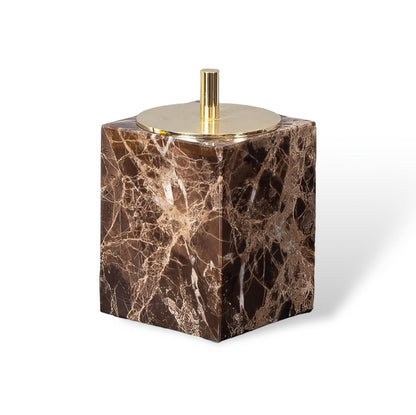 Emperador Dark Marble Bathroom Set with Soap Dispenser, Tray, Tissue Box and Toothbrush Holder