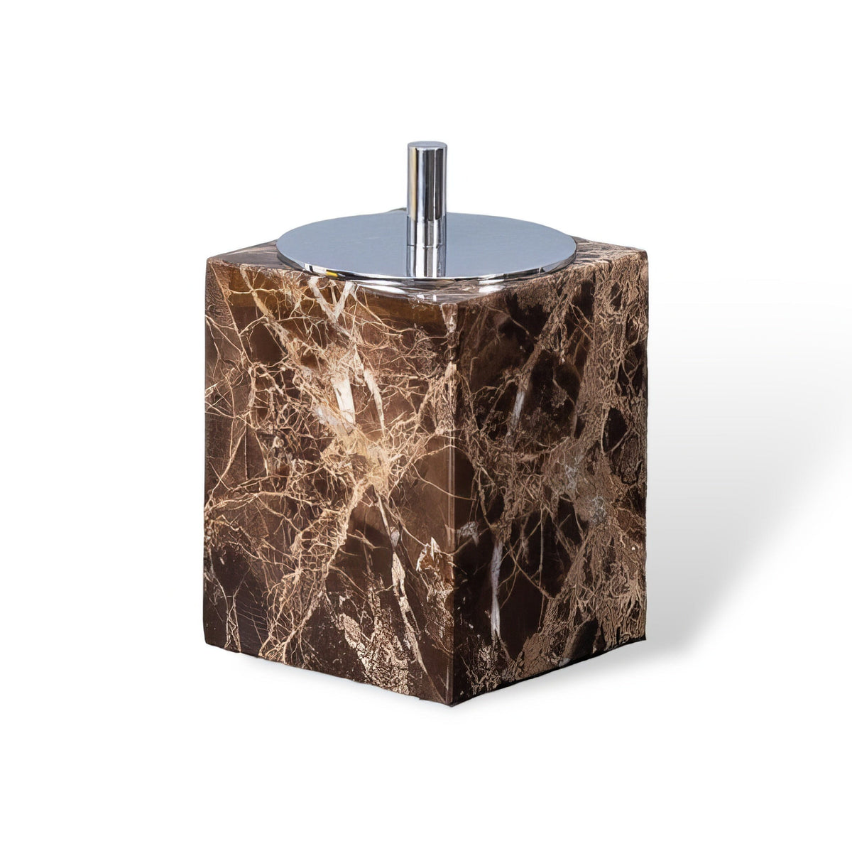 Emperador Dark Marble Bathroom Set with Soap Dispenser, Tray, Tissue Box and Toothbrush Holder