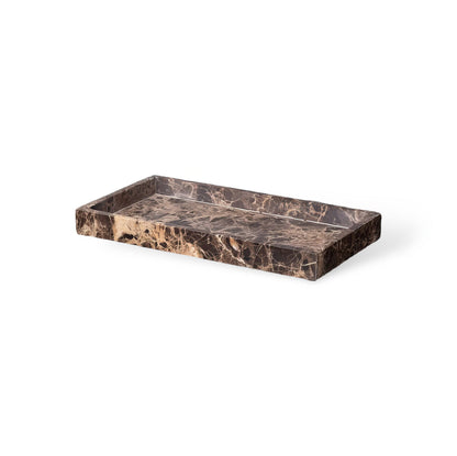 Emperador Dark Marble Bathroom Set with Soap Dispenser, Tray, Tissue Box and Toothbrush Holder