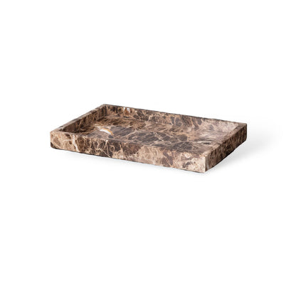 Emperador Dark Marble Bathroom Set with Soap Dispenser, Tray, Tissue Box and Toothbrush Holder