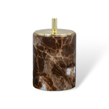 Emperador Dark Marble Bathroom Set with Soap Dispenser, Tray, Tissue Box and Toothbrush Holder