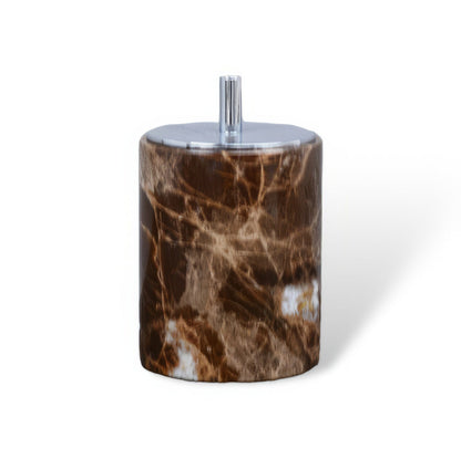 Emperador Dark Marble Bathroom Set with Soap Dispenser, Tray, Tissue Box and Toothbrush Holder