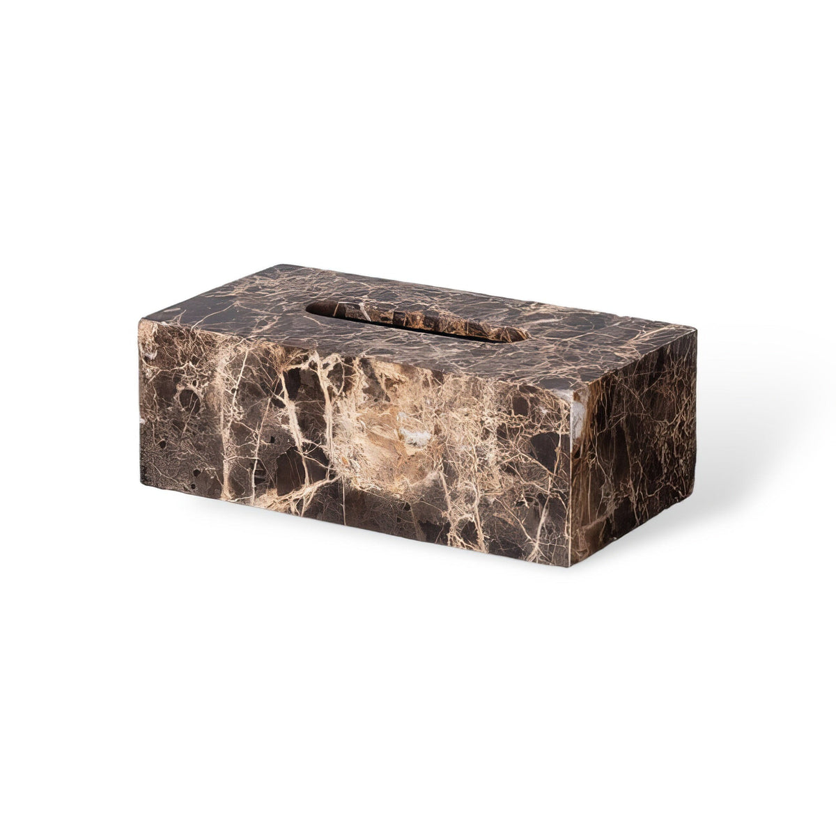 Emperador Dark Marble Bathroom Set with Soap Dispenser, Tray, Tissue Box and Toothbrush Holder