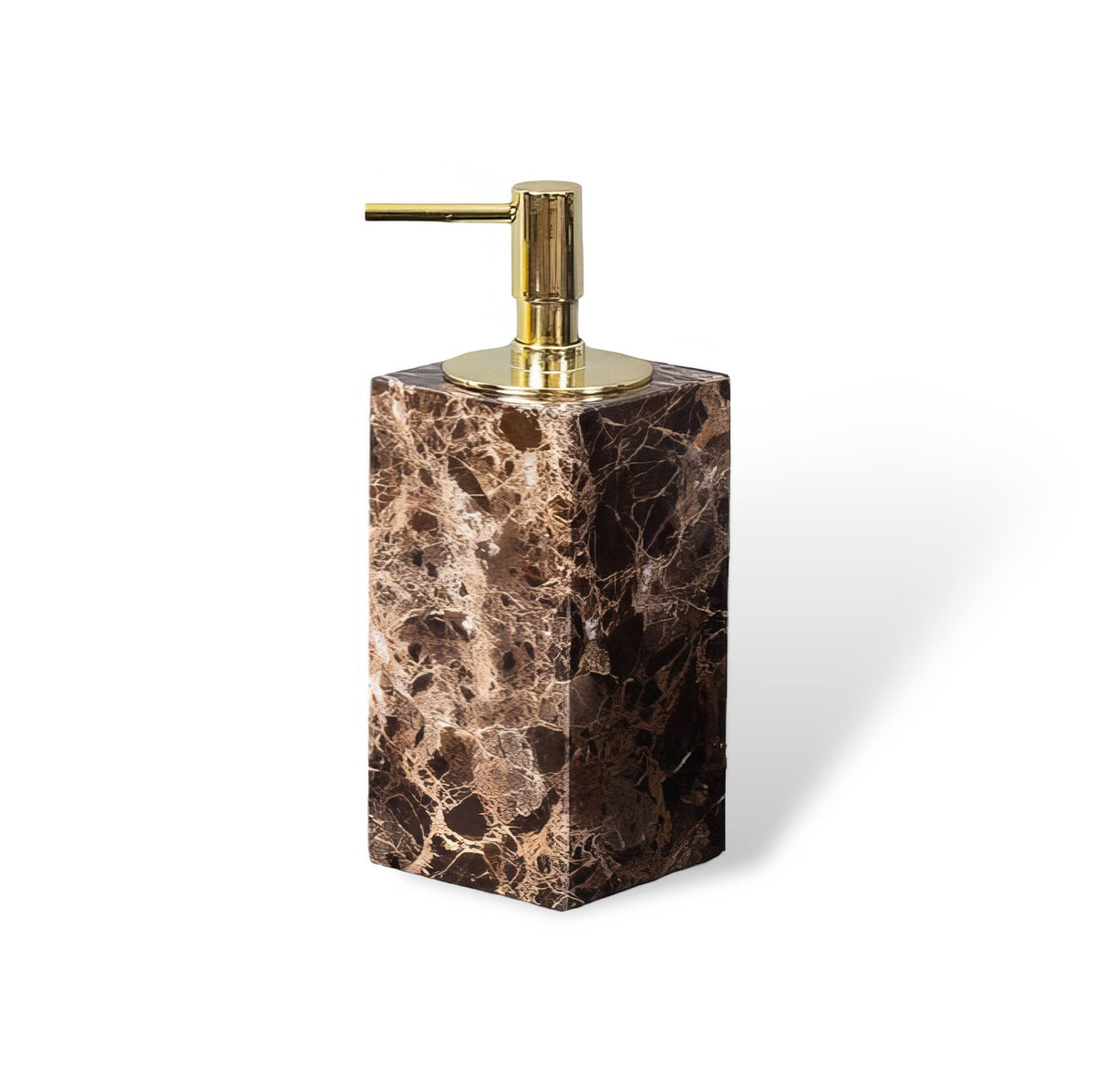 Emperador Dark Marble Bathroom Set with Soap Dispenser, Tray, Tissue Box and Toothbrush Holder