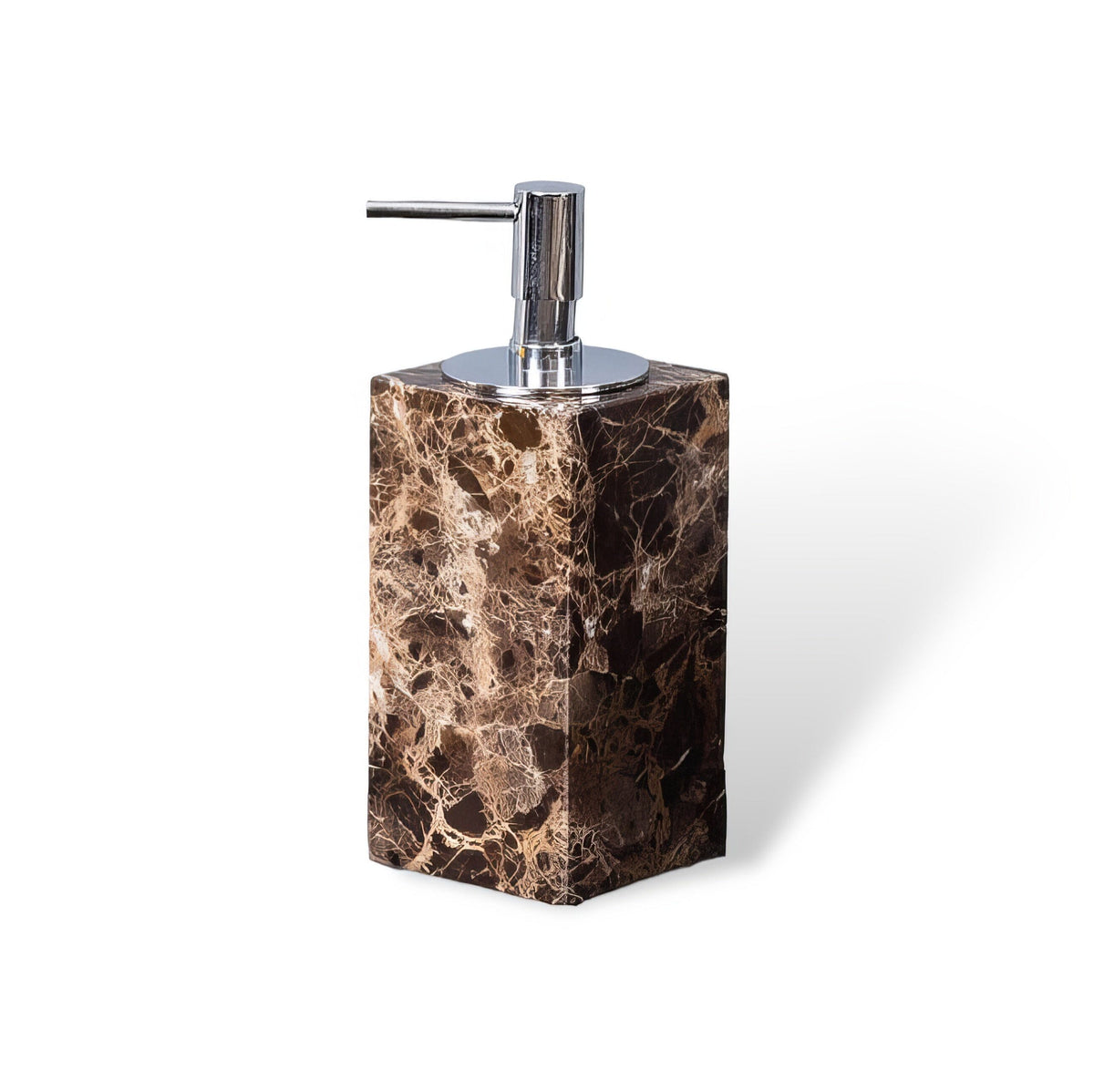 Emperador Dark Marble Bathroom Set with Soap Dispenser, Tray, Tissue Box and Toothbrush Holder