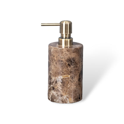 Emperador Dark Marble Bathroom Set with Soap Dispenser, Tray, Tissue Box and Toothbrush Holder