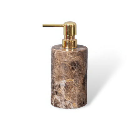Emperador Dark Marble Bathroom Set with Soap Dispenser, Tray, Tissue Box and Toothbrush Holder
