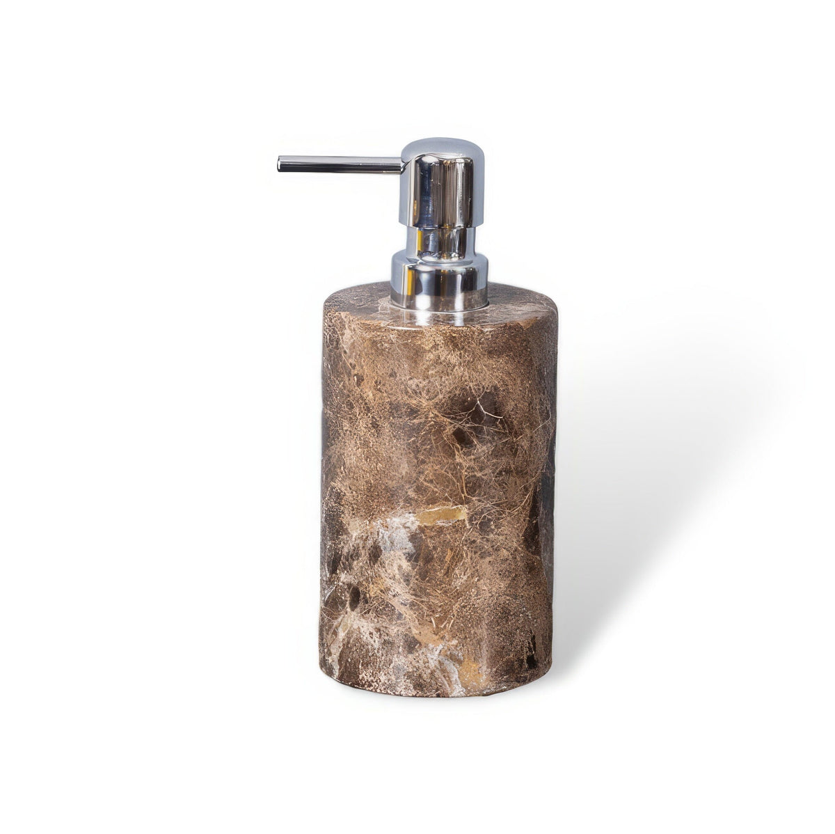 Emperador Dark Marble Bathroom Set with Soap Dispenser, Tray, Tissue Box and Toothbrush Holder