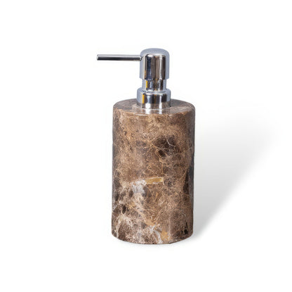 Emperador Dark Marble Bathroom Set with Soap Dispenser, Tray, Tissue Box and Toothbrush Holder