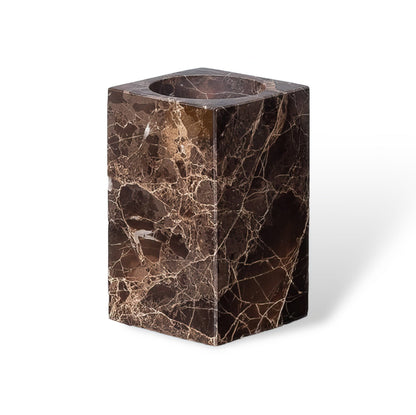 Emperador Dark Marble Bathroom Set with Soap Dispenser, Tray, Tissue Box and Toothbrush Holder