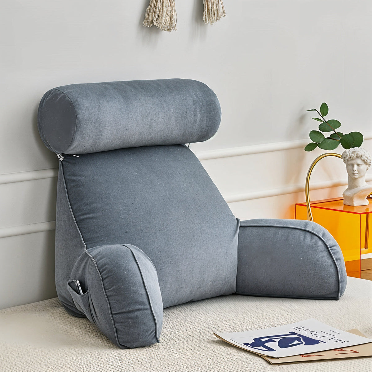 Ergonomic Backrest Cushion with Armrests and Adjustable Headrest