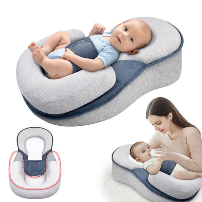 Ergonomic Infant Positioning Pillow with 100% Cotton Cover and Adjustable Safety Strap