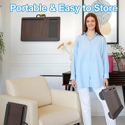 Ergonomic Laptop Holder with Wrist Support and Phone Tablet Slots