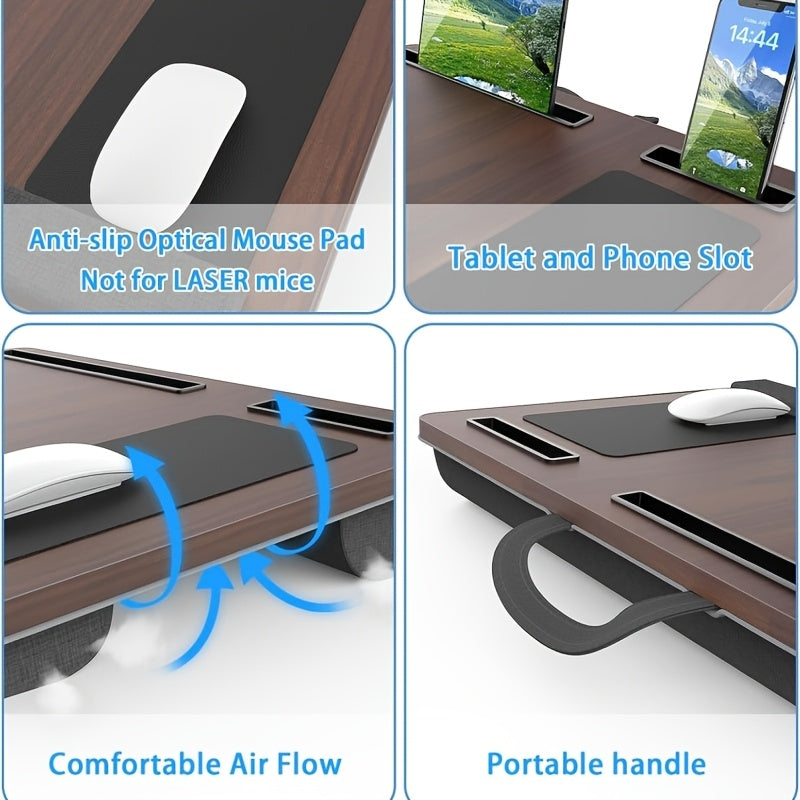 Ergonomic Laptop Holder with Wrist Support and Phone Tablet Slots