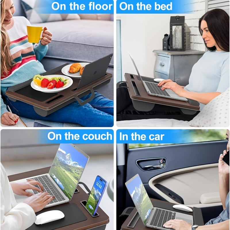 Ergonomic Laptop Holder with Wrist Support and Phone Tablet Slots