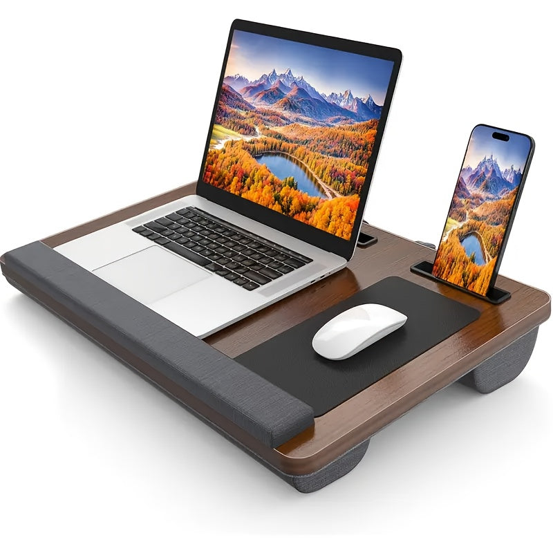 Ergonomic Laptop Holder with Wrist Support and Phone Tablet Slots