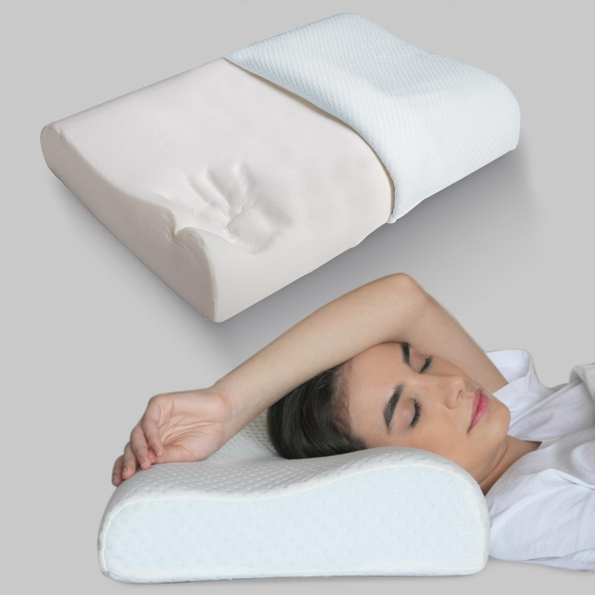 Ergonomic Memory Foam Pillow – Dual-Height Design for Customised Sleep Support