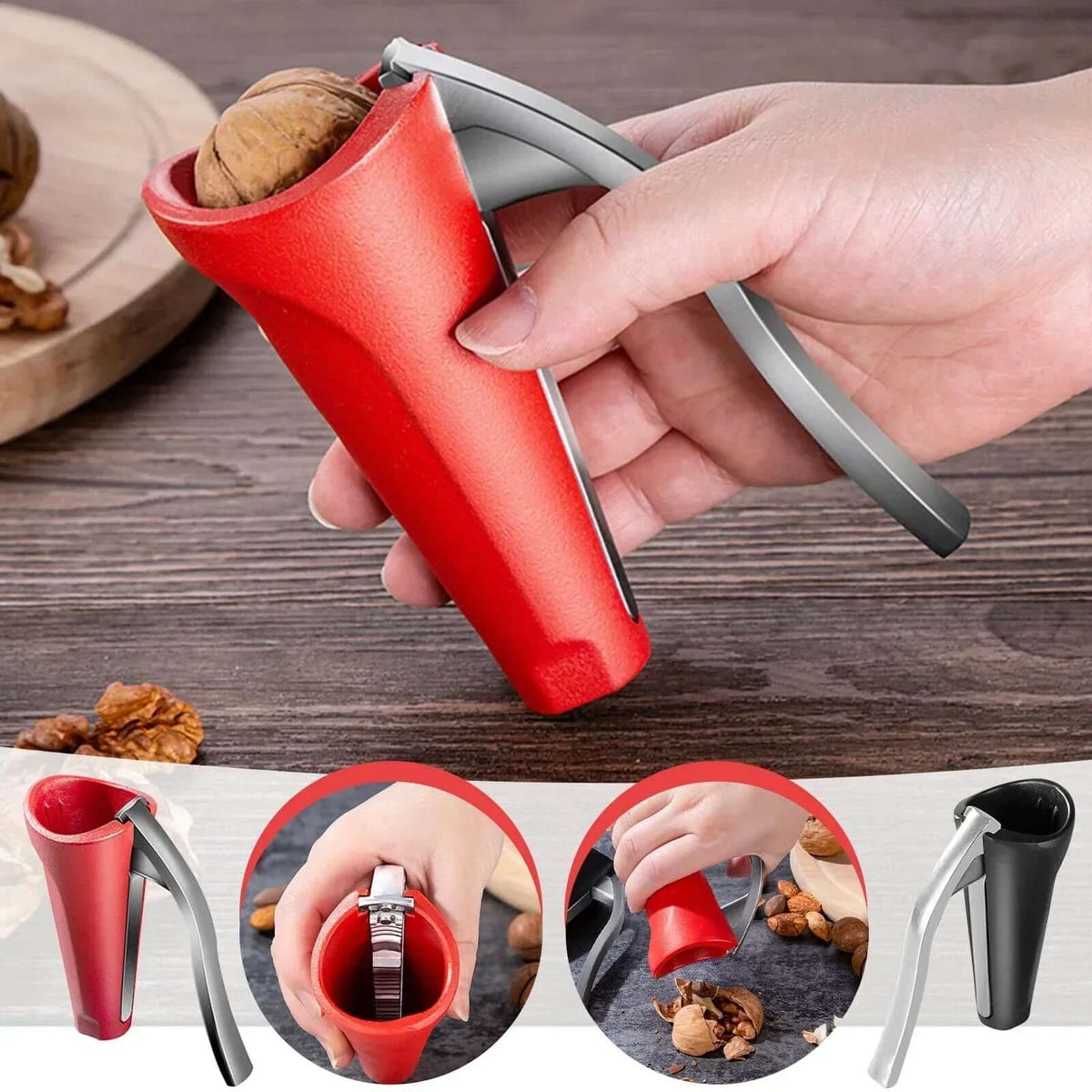 Ergonomic Stainless Metal Nutcracker with Non-Slip Handle