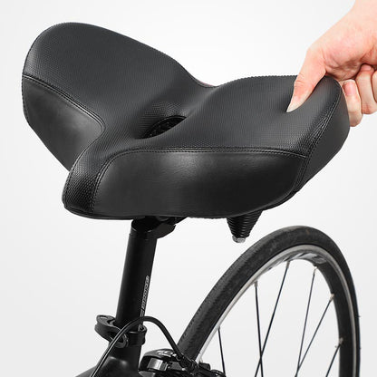 Extra Wide Bicycle Saddle with Ergonomic Shape, Shock-Absorbing Foam and Breathable Cover