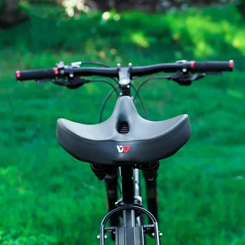 Extra Wide Bicycle Saddle with Ergonomic Shape, Shock-Absorbing Foam and Breathable Cover
