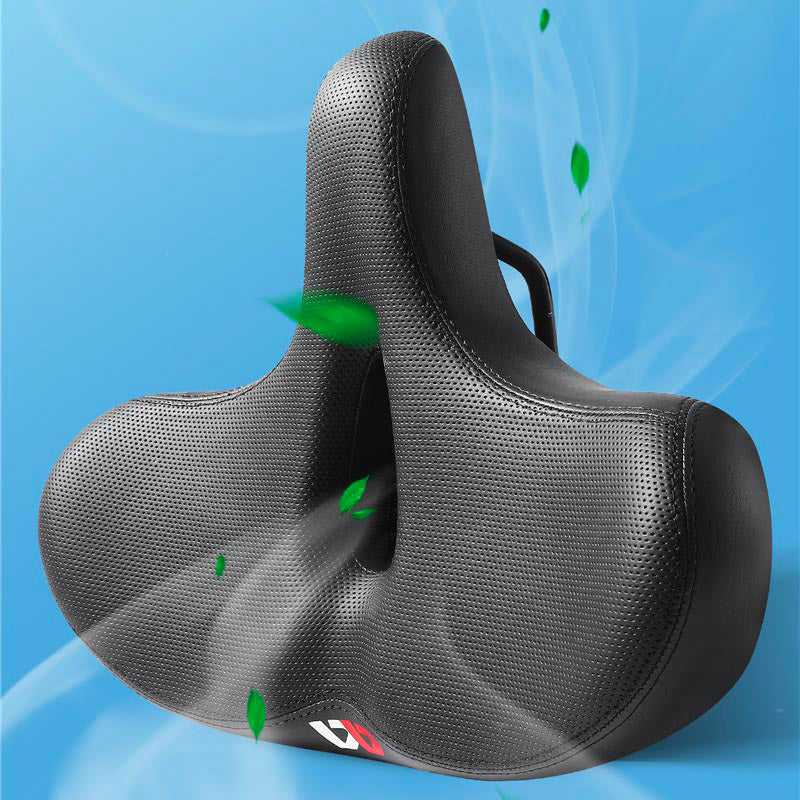 Extra Wide Bicycle Saddle with Ergonomic Shape, Shock-Absorbing Foam and Breathable Cover