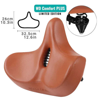 Extra Wide Bicycle Saddle with Ergonomic Shape, Shock-Absorbing Foam and Breathable Cover
